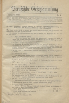 Preußische Gesetzsammlung. 1925, Nr. 1 (15 Januar)