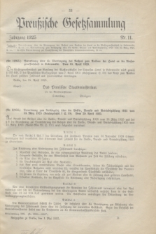 Preußische Gesetzsammlung. 1925, Nr. 11 (1 Mai)