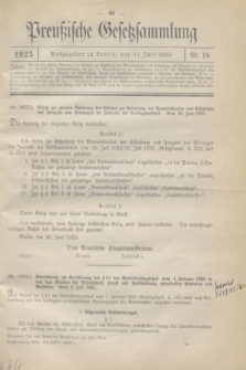 Preußische Gesetzsammlung. 1925, Nr. 18 (11 Juli)