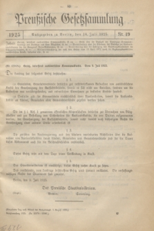 Preußische Gesetzsammlung. 1925, Nr. 19 (18 Juli)