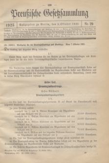 Preußische Gesetzsammlung. 1925, Nr. 29 (9 Oktober)