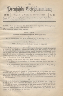 Preußische Gesetzsammlung. 1925, Nr. 30 (16 Oktober)