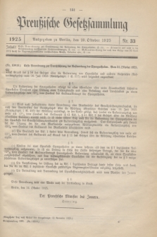 Preußische Gesetzsammlung. 1925, Nr. 33 (29 Oktober)