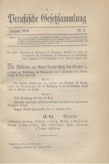 Preußische Gesetzsammlung. 1916, Nr. 1 (7 Januar)
