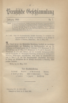 Preußische Gesetzsammlung. 1916, Nr. 7 (27 April)