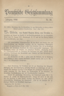 Preußische Gesetzsammlung. 1916, Nr. 10 (6 Mai)