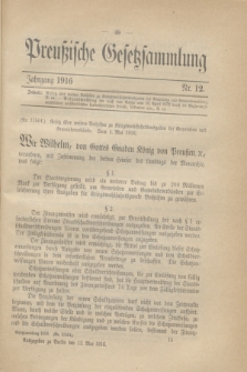 Preußische Gesetzsammlung. 1916, Nr. 12 (12 Mai)