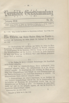 Preußische Gesetzsammlung. 1916, Nr. 15 (31 Mai)