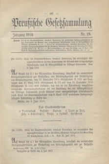 Preußische Gesetzsammlung. 1916, Nr. 19 (4 Juli)