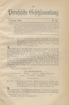 Preußische Gesetzsammlung. 1916, Nr. 25 (19 September)