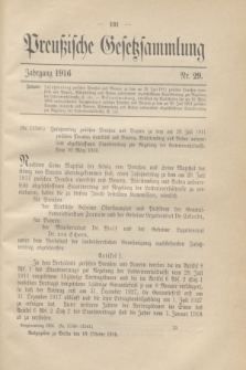 Preußische Gesetzsammlung. 1916, Nr. 29 (18 Oktober)