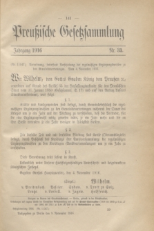 Preußische Gesetzsammlung. 1916, Nr. 33 (9 November)