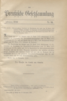 Preußische Gesetzsammlung. 1916, Nr. 34 (24 November)