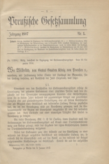 Preußische Gesetzsammlung. 1917, Nr. 1 (5 Januar)