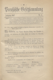 Preußische Gesetzsammlung. 1917, Nr. 4 (22 Januar)