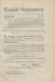 Preußische Gesetzsammlung. 1917, Nr. 11 (16 April)