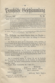 Preußische Gesetzsammlung. 1917, Nr. 12 (21 April)