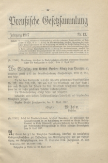 Preußische Gesetzsammlung. 1917, Nr. 13 (28 April)