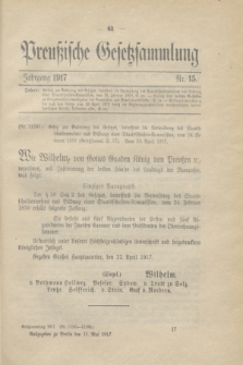 Preußische Gesetzsammlung. 1917, Nr. 15 (11 Mai)