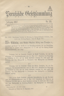 Preußische Gesetzsammlung. 1917, Nr. 23 (10 September)
