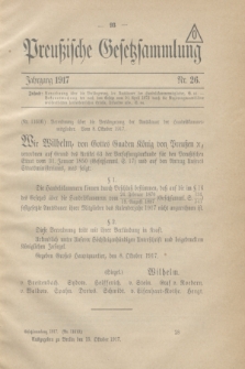 Preußische Gesetzsammlung. 1917, Nr. 26 (15 Oktober)