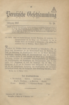 Preußische Gesetzsammlung. 1917, Nr. 28 (9 November)