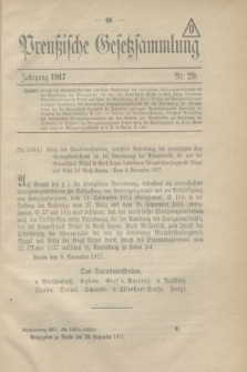Preußische Gesetzsammlung. 1917, Nr. 29 (30 November)