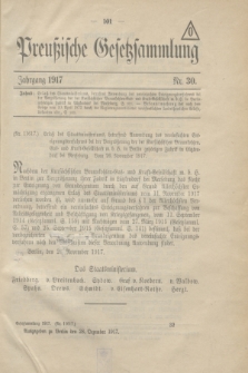 Preußische Gesetzsammlung. 1917, Nr. 30 (28 Dezember)