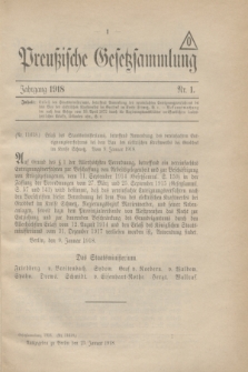 Preußische Gesetzsammlung. 1918, Nr. 1 (23 Januar)