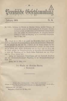 Preußische Gesetzsammlung. 1918, Nr. 8 (28 März)