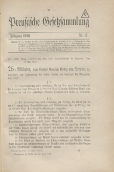 Preußische Gesetzsammlung. 1918, Nr. 17 (10 Juni)