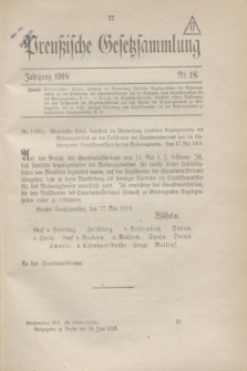 Preußische Gesetzsammlung. 1918, Nr. 18 (20 Juni)
