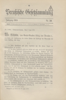 Preußische Gesetzsammlung. 1918, Nr. 20 (29 Juni)