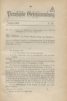Preußische Gesetzsammlung. 1918, Nr. 24 (5 August)