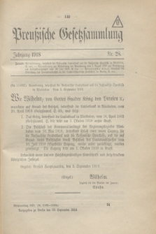 Preußische Gesetzsammlung. 1918, Nr. 28 (30 September)