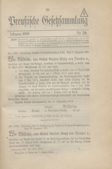 Preußische Gesetzsammlung. 1918, Nr. 29 (7 Oktober)