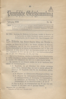 Preußische Gesetzsammlung. 1918, Nr. 31 (1 November)