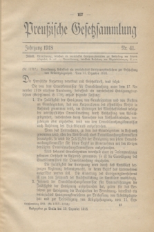 Preußische Gesetzsammlung. 1918, Nr. 41 (19 Dezember)