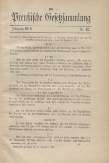 Preußische Gesetzsammlung. 1918, Nr. 42 (21 Dezember)
