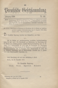 Preußische Gesetzsammlung. 1918, Nr. 44 (31 Dezember)