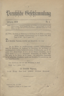 Preußische Gesetzsammlung. 1919, Nr. 1 (10 Januar)