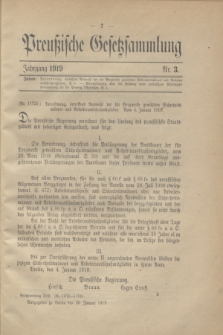 Preußische Gesetzsammlung. 1919, Nr. 3 (20 Januar)