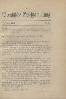Preußische Gesetzsammlung. 1919, Nr. 7 (1 Februar)