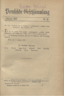 Preußische Gesetzsammlung. 1919, Nr. 12 (25 Februar)