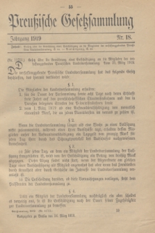 Preußische Gesetzsammlung. 1919, Nr. 18 (26 März)