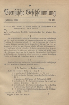Preußische Gesetzsammlung. 1919, Nr. 20 (3 April)