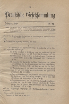 Preußische Gesetzsammlung. 1919, Nr. 23 (15 Mai)