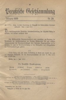 Preußische Gesetzsammlung. 1919, Nr. 28 (28 Juni)