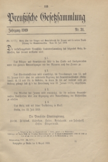 Preußische Gesetzsammlung. 1919, Nr. 31 (2 August)