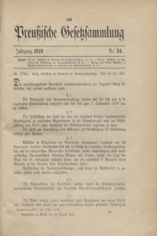 Preußische Gesetzsammlung. 1919, Nr. 34 (19 August)
